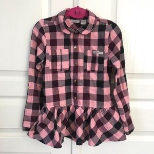 Calvin Klein Pink/Maroon Plaid Shirt Girls Sz 6x